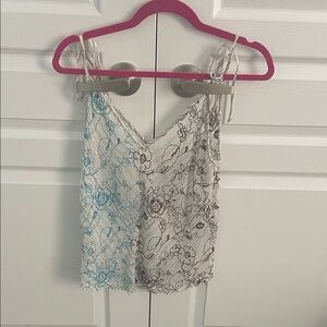 Aritzia Blue and Brown Floral Camisole